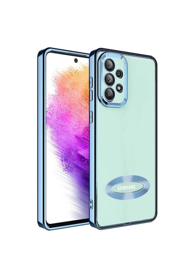 Galaxy Uyumlu A53 5g Kılıf Kamera Korumalı Logo Gösteren Zore Omega Kapak Sierra Mavi