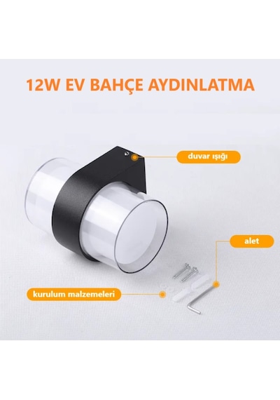 Duvar Led Lamba 12w Gün Işık 3200k Bahçe Teras İç&dış Mekan Gün Işığı