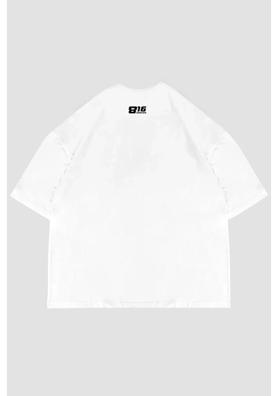 Startmore 816 Stars Baskılı Oversize Unisex Beyaz Beyaz