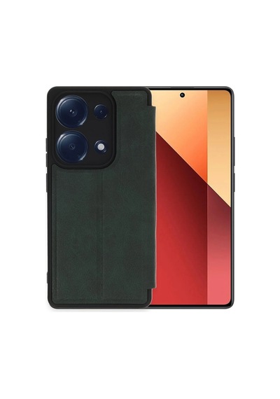 Newface - 374 - Xiaomi Redmi Note 13 Pro 4g Kılıf Flip Cover - - Csmo-tex - Koyu Yeşil