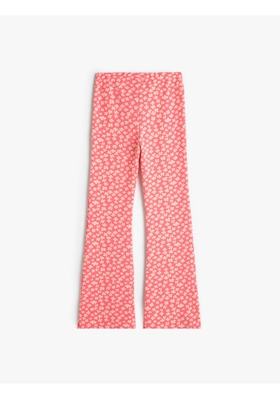 Koton İspanyol Paça Çiçekli Pantolon Yırtmaç Detaylı Pembe Desenli 4skg40266ak Pembe Desenli