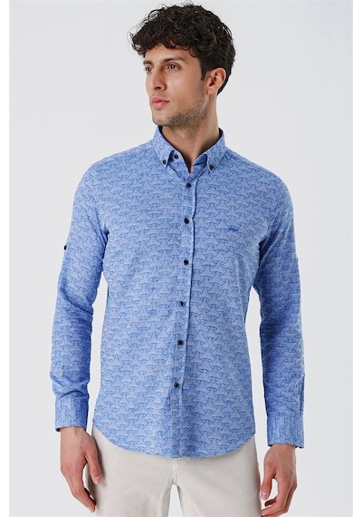 İmza Mavi Kısalabilir Kollu Desenli Jakarlıcepsiz %100 Pamuk Casual Slim Fit Gömlek 1004230181-mavi Mavi İmza Mavi Kısalabilir Kollu Desenli Jakarlıcepsiz %100 Pamuk Casual Slim Fit Gömlek 1004230181-mavi Mavi