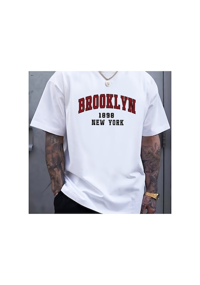 Caddemia Yaz 100 Saf Pamuk Moda Rahat Gevşek Spor Brooklyn 1898 New York Baskılı Yuvarlak Yaka Beyaz 2XL Caddemia Yaz 100 Saf Pamuk Moda Rahat Gevşek Spor Brooklyn 1898 New York Baskılı Yuvarlak Yaka Beyaz 2XL
