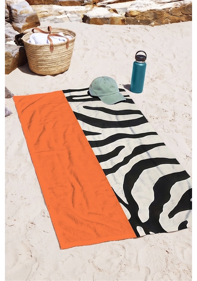 Zebra Desenli Turuncu Siyah Plaj Havlusu - Animal Print Havuz Deniz Banyo Hızlı Kuruyan Sahil Örtüsü Pastel Yasemin Zebra Desenli Turuncu Siyah Plaj Havlusu - Animal Print Havuz Deniz Banyo Hızlı Kuruyan Sahil Örtüsü Pastel Yasemin