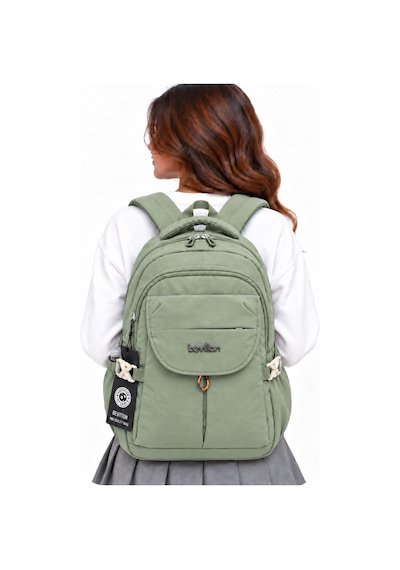Okul Çantası Su Geçirmez Kumaş Unisex Okul Sırt Çantası 2601 Haki