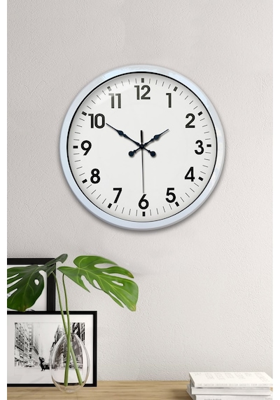 40 Cm Beyaz Metal Standart Duvar Saati Standart Metal Beyaz Kadran