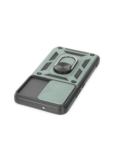Ilkeshop Newface Samsung Galaxy Uyumlu S23 Kılıf Pars Lens Yüzüklü Silikon - Yeşil