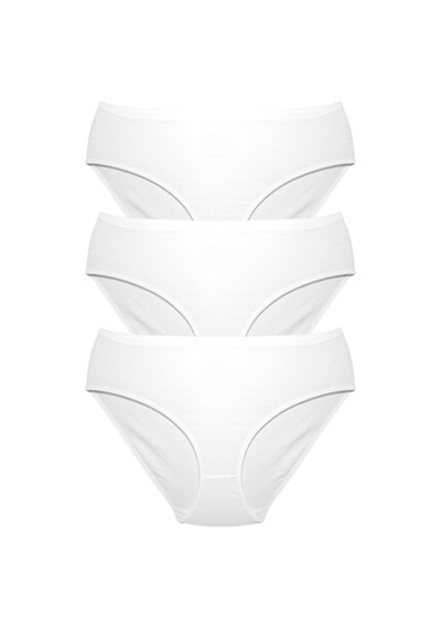Alya Underwear Kadın Pamuklu Bato Kesim Külot - 3 Adet Beyaz - 3'lü Paket Beyaz