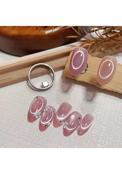 Halka Ve Kare Uçlu Dairesel Kedi Gözü Kalıcı Oje Mıknatısı Cat Eye Magnet Rncat001