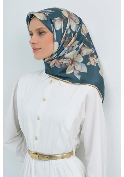 Armine İpek Eşarp 2026 Yaz - 9524-83 Koyu Mavi Twill