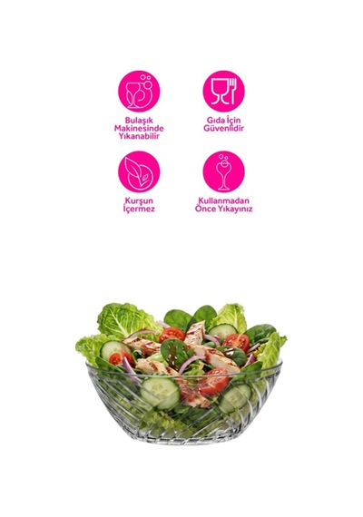 Lav Elis Cam Salata Kasesi Tekli Ekstra Büyük 2140 ml (Sunum Kasesi , Hazırlık Kasesi)