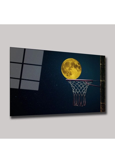 Dolunay Ve Basketbol Potası - Cam Tablo - Deg0361 70 X 110 Cm