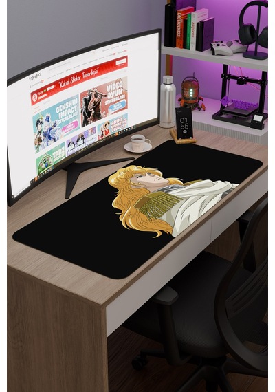Ginga Eiyuu Densetsu Anime V1 - 90x40 Xxl Gaming Kauçuk Kaymaz Taban Mouse Pad Fare Altlığı