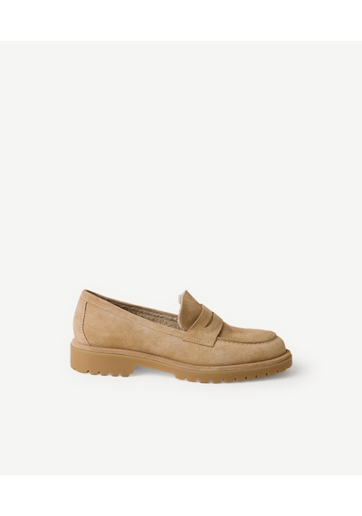 Yargıcı Kürklü Süet Loafer 26kkay4045x 209 Koyu Bej