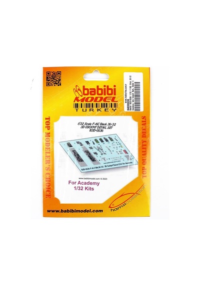 Babibi Bd3-0036 1/32 Ölçek, F-16c Blok 30-32 Academy İçin Kokpit Seti, Dekal Çıkartma