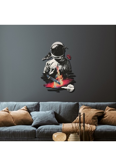 Sürrealist Astronot Metal Tablo