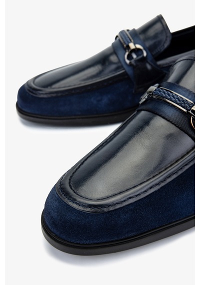 Valmenti Erkek Hakiki Deri Loafer Ayakkabı 1008 3481 Erk Ayk Y25 Lacı Bfl/suet Lacivert