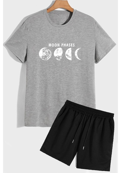 Uyguntarz Evren Temalı Şort T-shirt Eşofman Takımı Bej