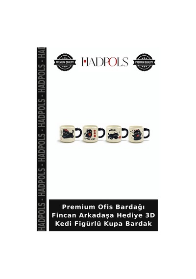 Premium Ofis Bardağı Fincan Arkadaşa Hediye 3d Kedi Figürlü Kupa Bardak Diğer