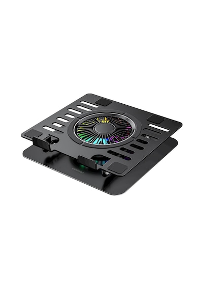 Addison Bykalite Ad-rc36 Steely 360 Derece Dönebilen Fanlı Rgb Işıklı Ayarlanabilir Siyah Metal Laptop Stand