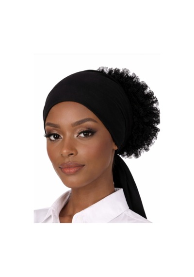 Hijabchi Siyah Dikişsiz Bone Düz Ve Dantelli Hacimli Model Kaymaz Şal Altı Bone Siyah Dantelli