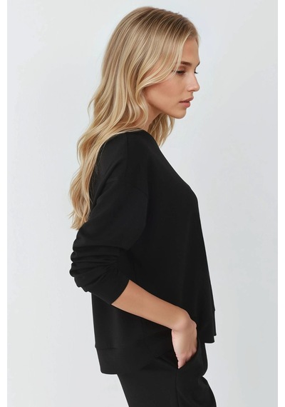Hiccup Modal Dokunuşlu Basic Sweatshirt Siyah