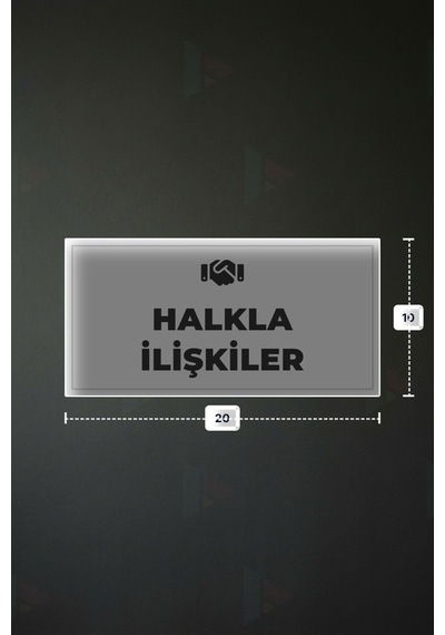 Halkla İlışkıler Yazılı - Metal - Beyaz Renk - Kapı İsimliği - 20x10 Cm