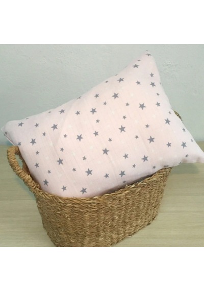 %100 Pamuklu Müslin Bebek Yastık Kılıfı 35x45 1 Adet Pembe-gri