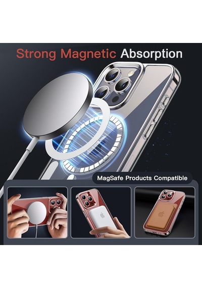 Apple Uyumlu iPhone 15 Pro Max İçin Magsafe Özellikli Şeffaf Silikon Kılıf