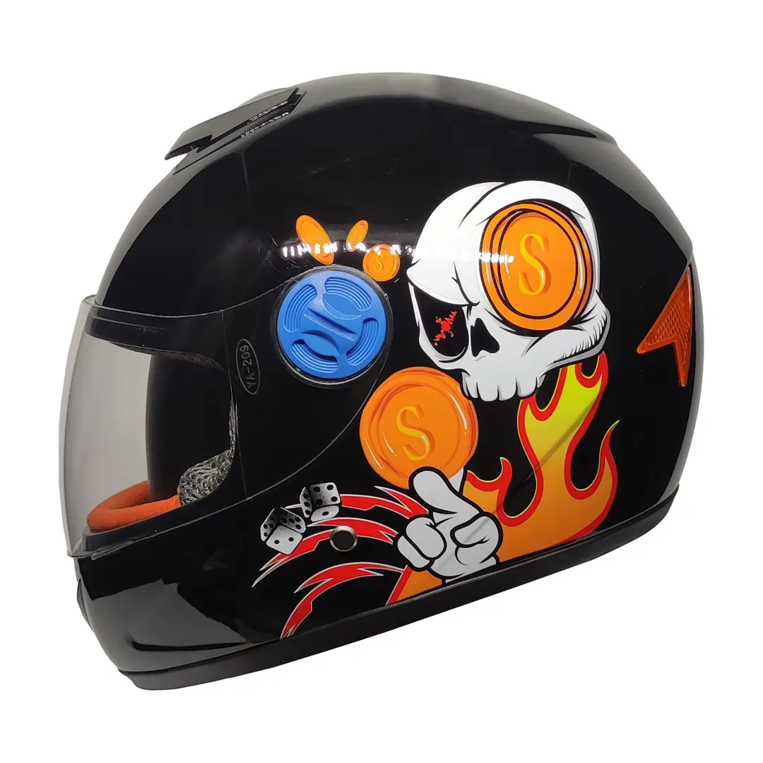 Skull Siyah Çocuk Kaskı Pro Helmets Sy118 Full Face Çocuk Kaskı 48cm Skull Siyah