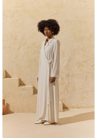 Aker Naturel Bağlama Detaylı Kimono Naturel Naturel