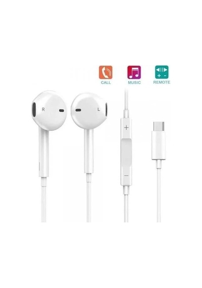 Premium Ders Ekipmanı Fonksiyonel Ürün Tc-01 Typ-c To Stereo Earphone Kablolu Kulaklık Beyaz