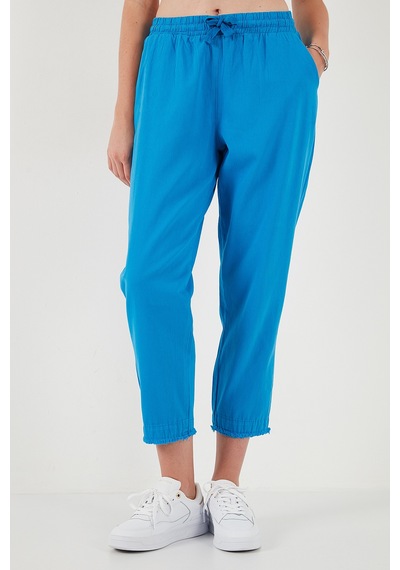 Lela Pamuklu Normal Bel Regular Fit Düz Paça Bayan Pantolon 668Yp42282S4 Saks