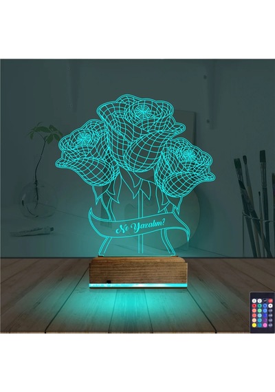 Luvivia Sevgiliye Gül Kişiye Özel 3d Lamba - Masa Gece Lambası