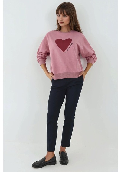 Hiccup Baskılı Yuvarlak Yaka Sweatshirt Tozlu Gül Pembesi