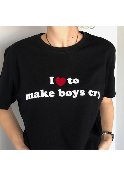 Kalic Studio I Love To Make Boys Cry - T-shirt Siyah