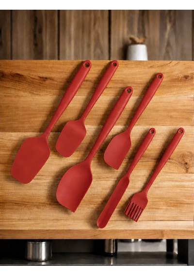 6'lı Yanmaz Yapışmaz Silikon Spatula Seti Bordo