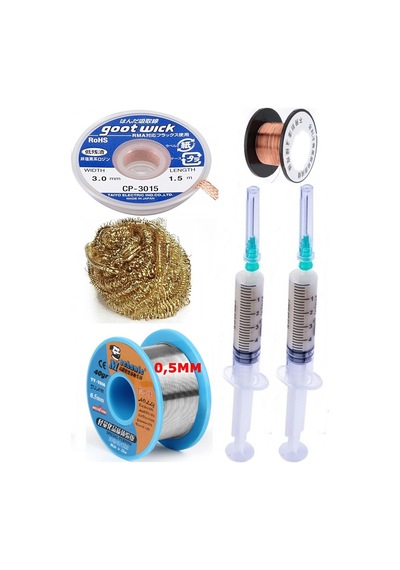 Mechanic/ Lehim 40g 0,5mm Havya Ucu Temizleme Teli Lehim Toplama Cp-3015 Emme Teli 3,0mm Lehimleme Set04