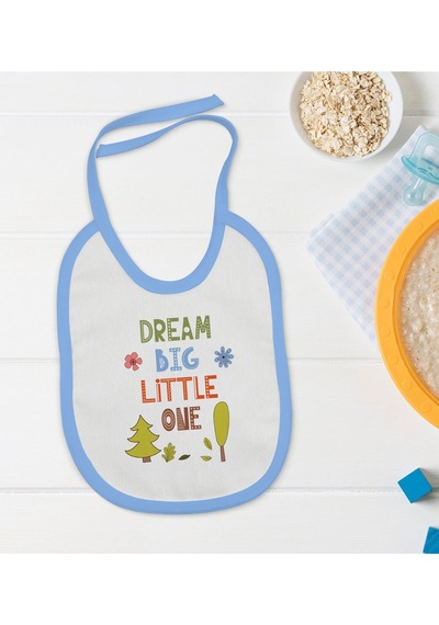 Bk Kids Big Little One Tasarımlı Mavi Bebek Mama Önlüğü Mavi