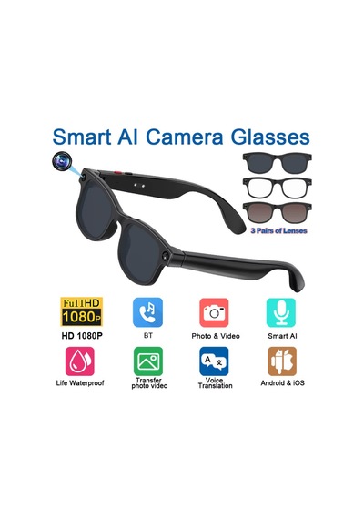 G1 Akıllı Gözlük Yapay Zeka Destekli Sesli Komutlar 8mp Fotoğraf Ve Video Kamerası 1080p Kayıt Metal Plastik Çerçeve Siyah - 913400255