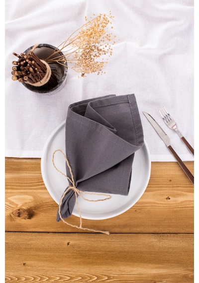 Wellstil Premium Keten Peçete 6'lı 40 x 40 Gri