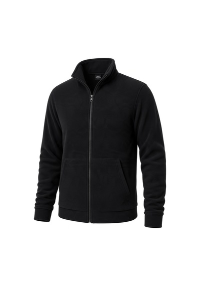 Givoria Erkek Kışlık Fermuarlı Cepli Polar Hırka Outdoor Siyah Siyah