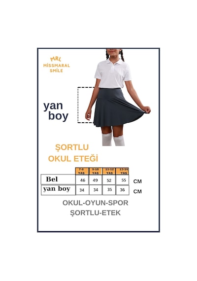 Kız Çocuk Okul Etek Antrasit/ Gri Yüksek Bel Içi Şortlu Okul-oyun-spor-etkinlik Eteği Antrasit