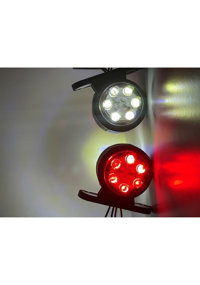 Ahmet Otomotiv Mercekli Mini Takoz 12 Ledli Kırmızı-beyaz 12v-24v