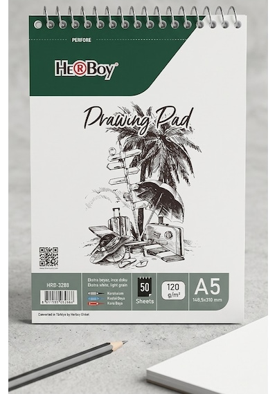 Telli Eskiz Defteri A5 Cm 1 Adet Herboy 120 Gr Eskiz Defteri Karakalem Çizim 50 Sayfa Dokulu Kağıt Üstten Açılmalı Ezkiz