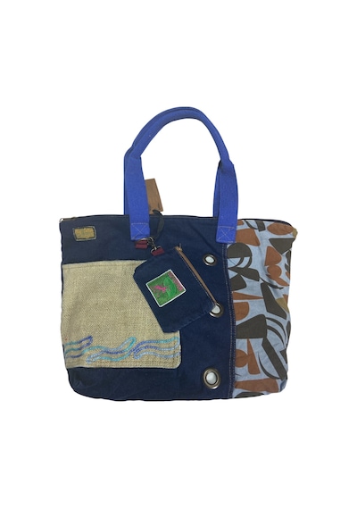Vintage Salaş Çok Renkli Orta Boy Günlük Seyahat Gezi Omuz Çantası 36cmx34cm Lacivert