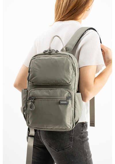 Özer-6032 Sanmorris Unisex Suya Dayanıklı Paraşüt Kumaş 5 Bölmeli Laptop Bölmeli Seyahat Ve Okul Çantası Açık Gri