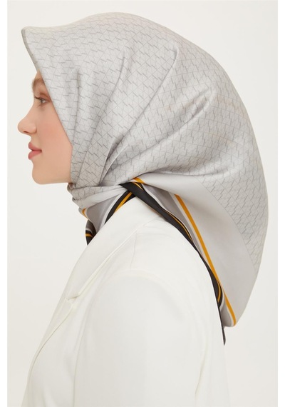 Armine İpek Eşarp Nostalji - 8724-31 Twill 09 Sarı Gri