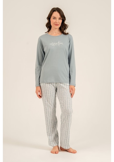 Arnetta Kadın Dream Create Love Yeşil Uzun Kol Pijama Takım Ar3778-s-v1 Ar3778-s-v1