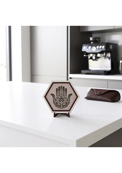 Modern Ve Butik Hamsa Masaüstü Objesi, Çalışma Alanınıza Özgünlük Katan Şık Ve Estetik Bir Tasarım 10x10 Cm, Yavru Ağzı